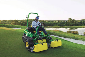 The 2775 E-Cut Electric Triplex Mower is another step in Deere's progress towards more sustainable equipment offerings.